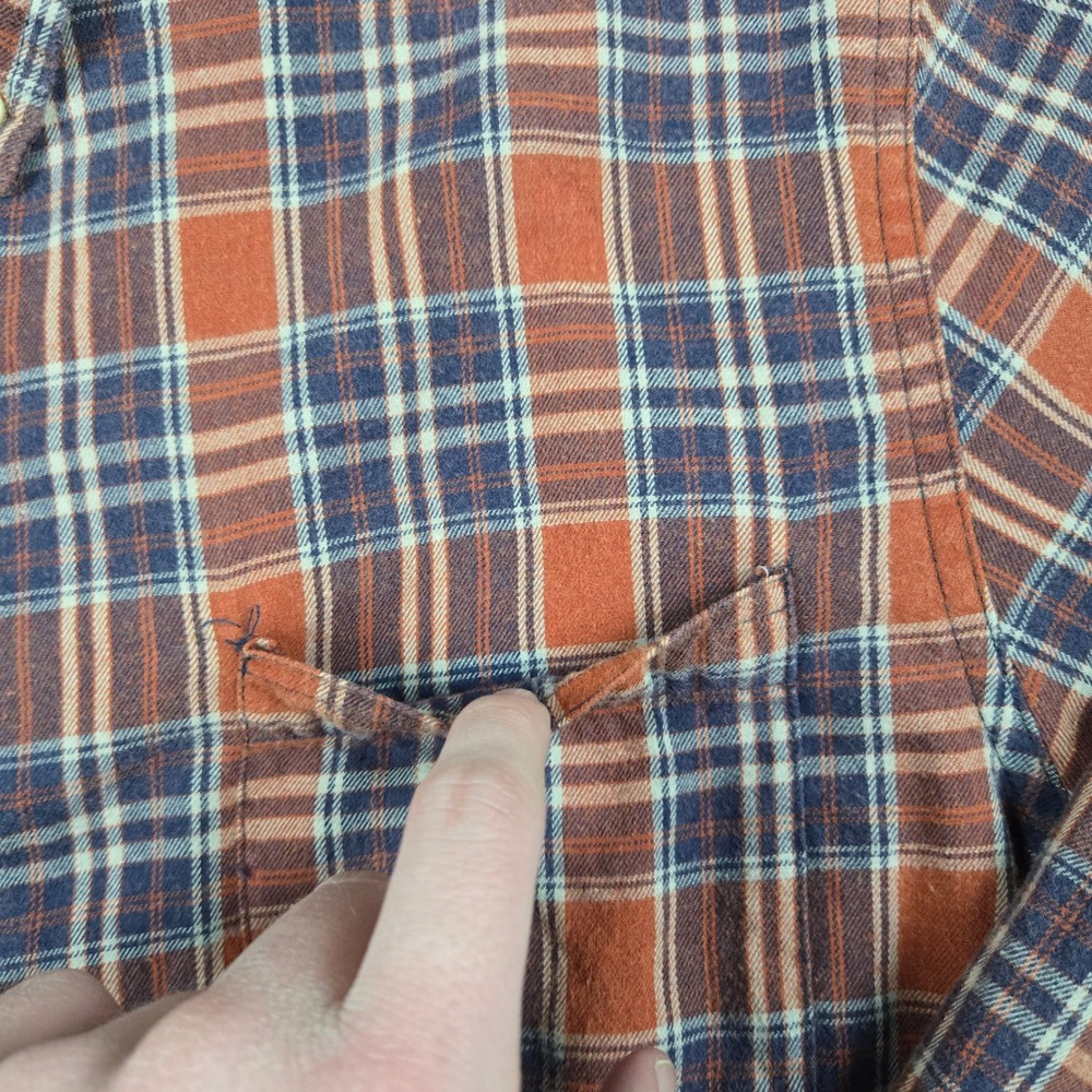 The Normal Brand Flannel Shirt Mens XL Orange Blue Plaid Button Down Long Sleeve - Picture 5 of 15